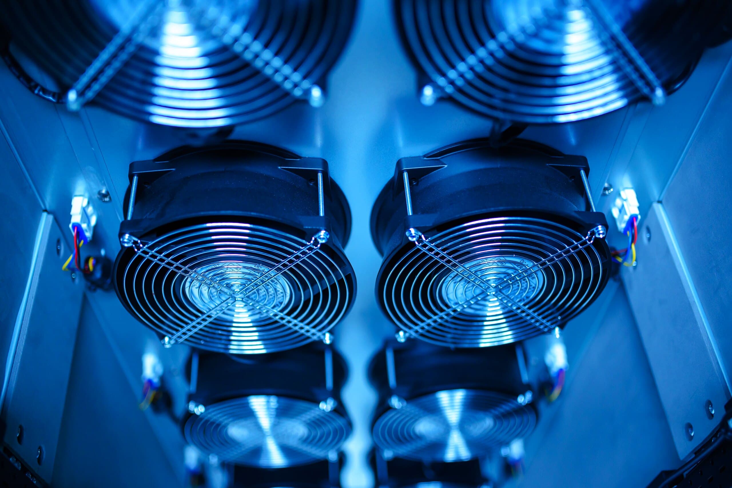 Cooling fans inside an equipment cabinet