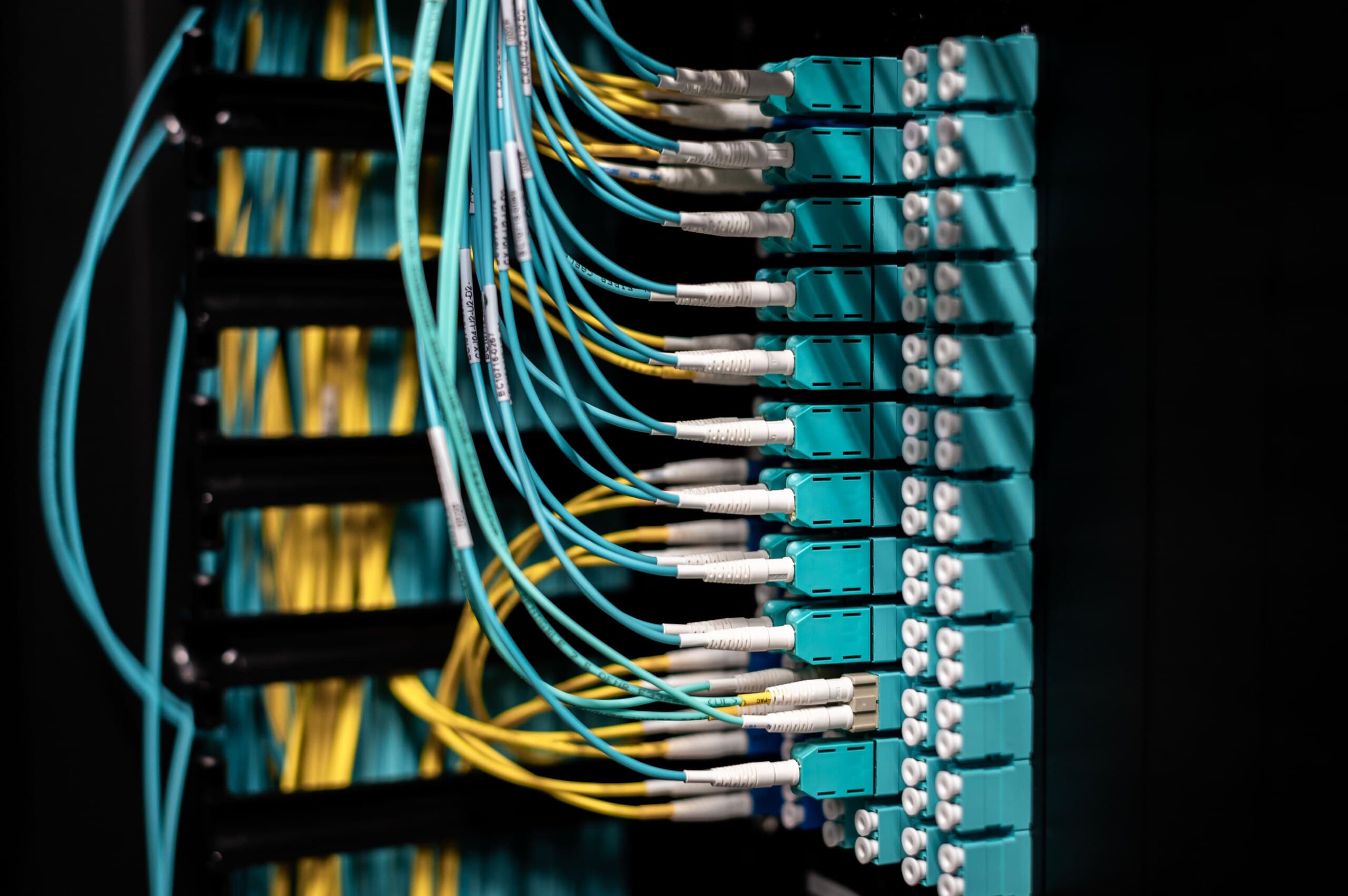 Fiber optic patch cords in a vertical patch panel